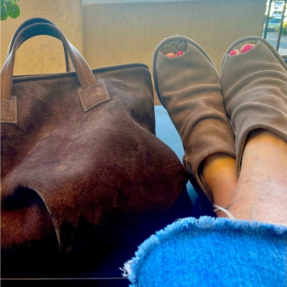 Fly London Suede Peep-Toed Booties with Wedge Heel and Tie Backs - Picture 8 of 8